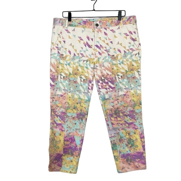 Tibi abstract geometric floral ankle crop jeans - Picture 1 of 7
